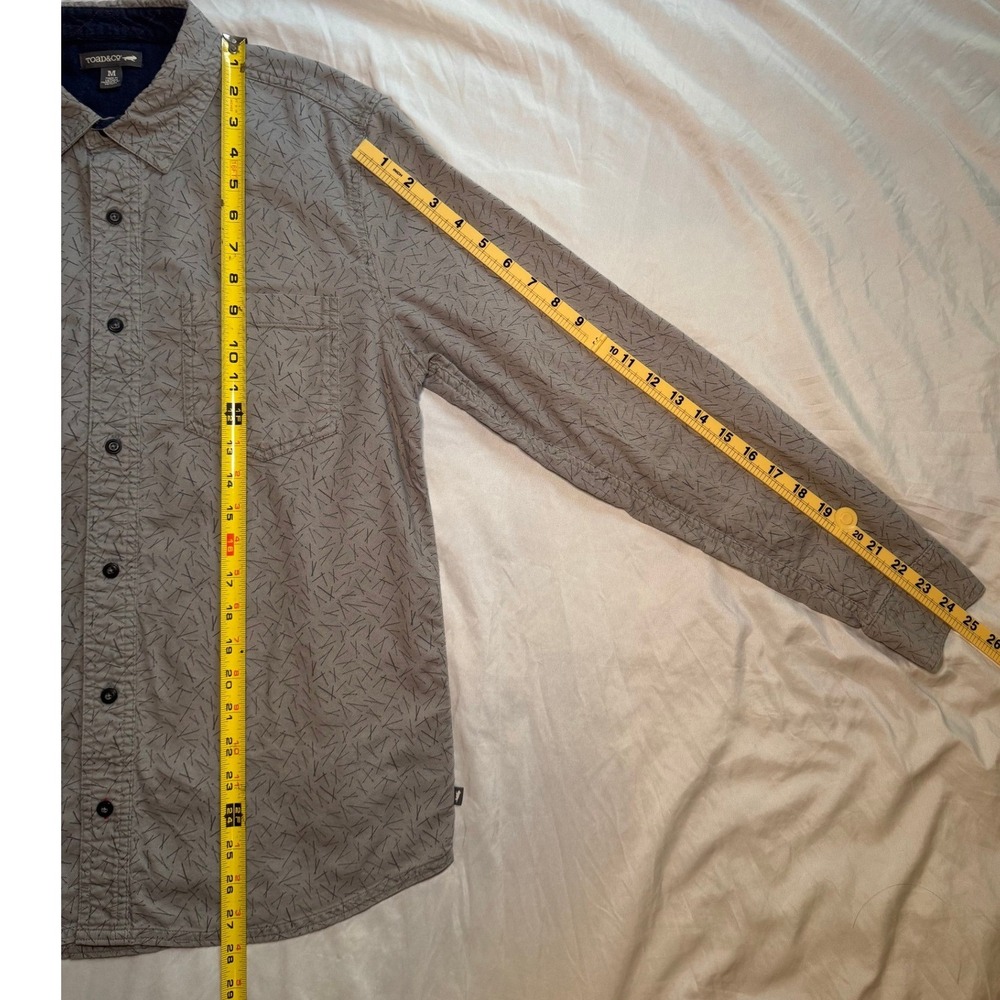 Toad&Co Organic Cotton Button Down Shirt Mens Medium Grey Printed Long Sleeve - Picture 5 of 8